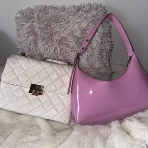 Dolls 2pc Purse Bundle- White Crossbody & Pink Shoulder